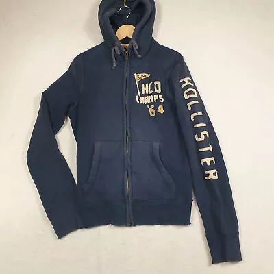 $14.39 • Buy Hollister Mens Fleece Jacket Size M Medium Zip Up Blue Hoodie Long Sleeve