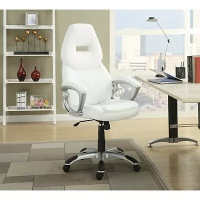 Coaster Bruce High Tufted Back Faux Leather Office Chair In White • $185.24