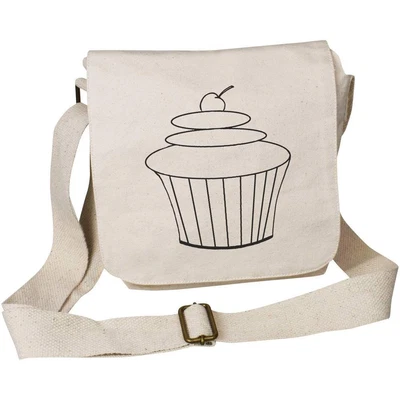 £11.99 • Buy 'Cupcake' Small Cotton Canvas Messenger Bag (MS00036064)