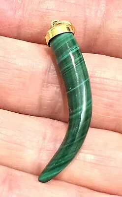 Vintage Malachite Horn Pendant 35mm MP • £13.99