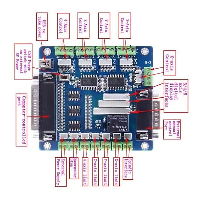 Upgrade Usb 5 Axis Cnc Breakout Board Interface Adapter For Stepper Motor Driver • $33.42