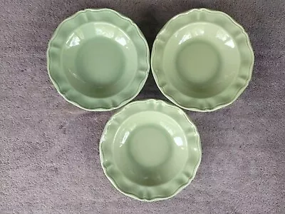 Varages France LUBERON CELADON Rim Rimmed Soup Pasta Bowl Green 9.25  Set Of 3 • $50.93