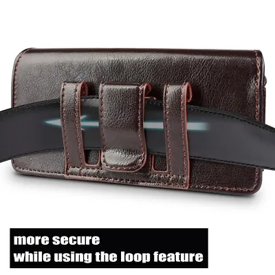 $20.99 • Buy Genuine Leather Belt Clip Holster Bag Pouch Case Cover For Universal Cell Phone