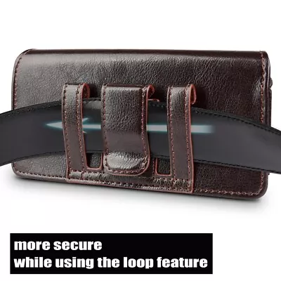 Genuine Leather Belt Clip Holster Bag Pouch Case Cover For Universal Cell Phone • $19.94