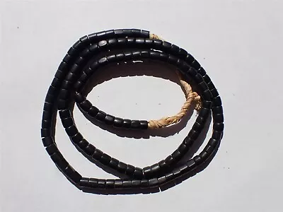 Antique Venetian Black Tube Shaped Glass Trade Beads - 4.5-5mm - Strand • $16