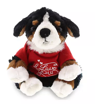 DolliBu I LOVE YOU Plush Bernese Dog - Cute Animal With Red Shirt - 7 Inches • $19.97