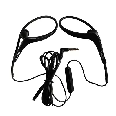 Sony Active SPORTS Running EARHOOK In-ear HEADPHONES  - BLACK MDR-AS400 WITH MIC • $18.99