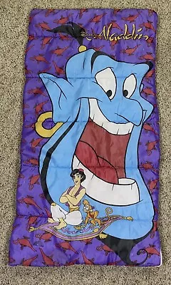 Vintage 90s Disney Aladdin Sleeping Bag - Genie - Abu - Carpet - Kids / Teens • $25