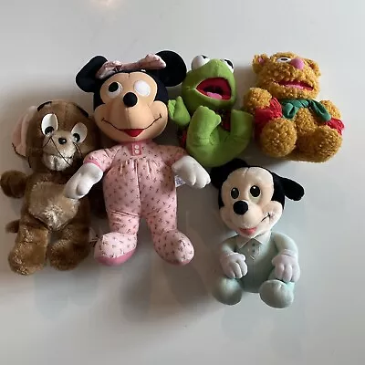 Vintage Plush Lot Bundle Baby Fozzie Kermit Mickey Minnie Jerry Disney Hensen • $19.95