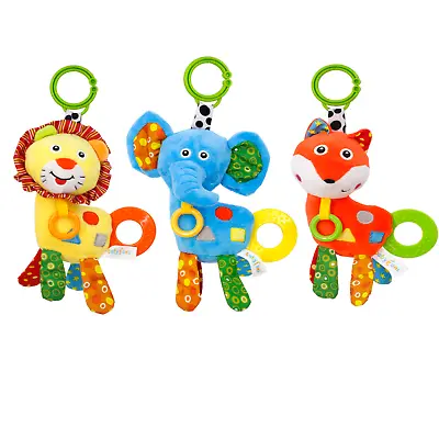 Baby Pram Pushchair Hanging Toys With Teether For Boys And Girls Set Of 2 • £7.73