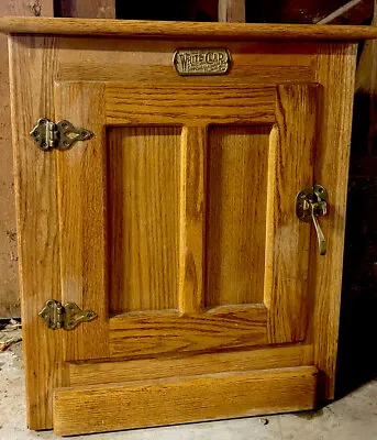 Vintage White Clad Oak Wood Ice Box Nightstand Cabinet Chest End Table • $150