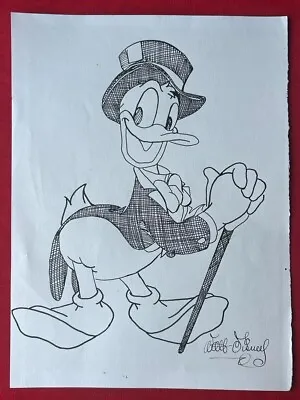 Walt Disney (Handmade) Drawing On Old Paper Signed & Stamped • $100