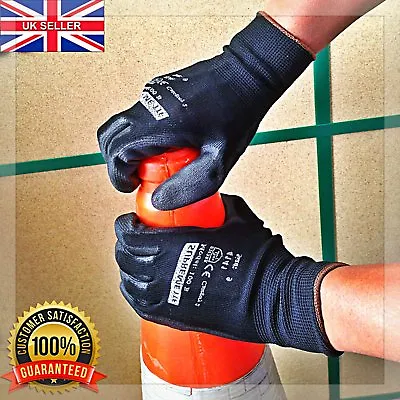 240 Pairs Nylon PU Coated Safety Work Gloves Gardening Builders Mechanic Grip • £119.99