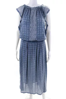 Sunday Saint Tropez Womens Off Shoulder Eyelet Lace Maxi Dress Blue One Size • $46.81