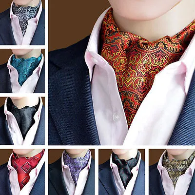 Mens Paisley Jacquard Dots   Ties Long Scarf Cravat Ascot Neck Ties Gentlemen • £5.99