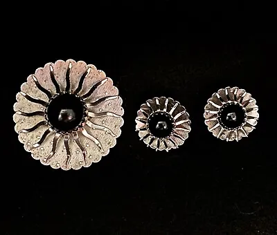 Sarah Coventry (Black Beauty) Brooch/Earrings Silver Set! 0322A • $20