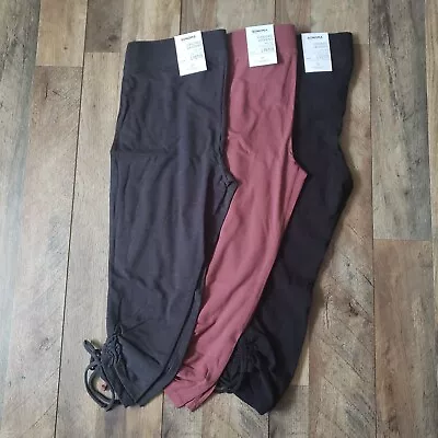 New Sonoma Leggings Lot Of 3 Black Gray And Maroon Size L Petite Cinched • $14.99