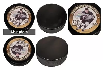 Quad City Mallards Steve Gibson #55 Photo Inlay Official Puck Made In 🇨🇦 Rare • $39.99