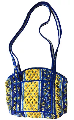 La MAISON De PROVENCE Vintage Cotton Quilted Shoulder Bag Blue Yellow Print • $89