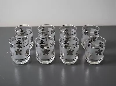 Libbey Juice Cocktail Glasses 3  Silver Leaf Frosted Set Of 8 MCM Vintage READ • $17