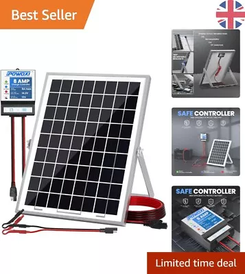High-Efficiency 10W Solar Panel Charger Kit + 8A Controller For 12V Batteries • £49.99
