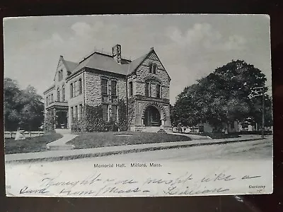 Memorial Hall Milford MA - 1905 Rough Edges • $5
