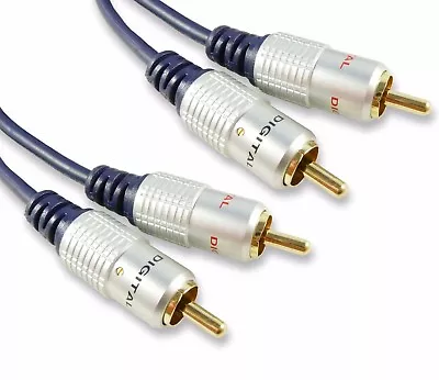 Quality 0.5m Twin RCA Leads 2x RCA Plugs To 2x RCA Plugs 0.5 Metre 1.64ft 50cm • £4.97