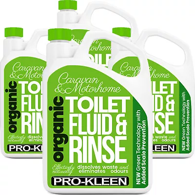 ProKleen Caravan Toilet Chemicals Fluid Rinse Cleaner Green Organic Eco 4 X 2L • £32.95