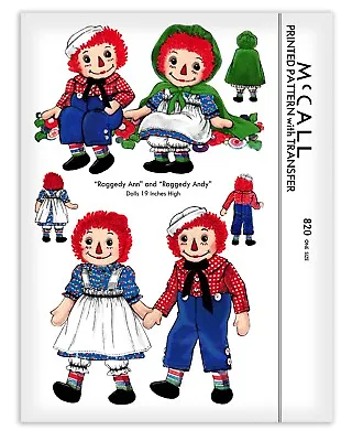 Raggedy Ann & Andy Rag Doll + Clothes Cape Dress Cloth Sewing Pattern McCALL 820 • $6.98