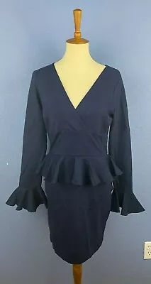 Nicole Miller Womens Ponte Peplum Dress Navy Size Medium - • $44.99