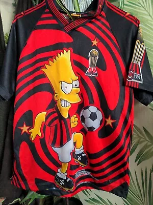 BART SIMPSON AC Milan Football Club Vintage 1999 T Shirt Jersey Groening Homer • £15.99