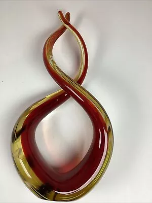12” Murano Style Glass Intertwined Sculpture Spiral Red Amber Yellow & Black • $24.99