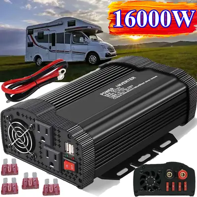 16000W Car Power Inverter DC 12V To 110V AC Pure Sine Wave Solar Converter LCD • $39.99