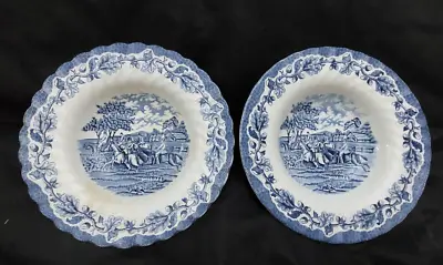 Myotts Country Life Ironstone Blue And White 22.5cm Bowl X 2 • £5.99