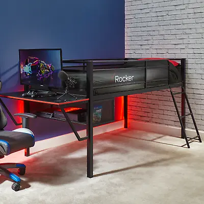 X ROCKER Sanctum Mid Sleeper Gaming Bed Bunk With Gaming Desk Kids Single 3ft • £259.99
