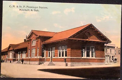 Mitchell South Dakota C M & St. P Train Station Vintage Postcard • $8.95