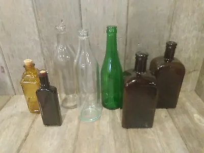 Lot Of Assorted Vintage & Antique Glass Bottles Various Sizes Square Brown • $18