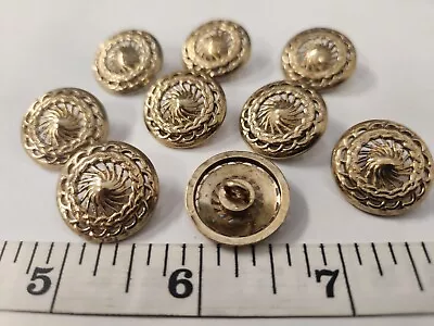 Vintage Buttons Set Of 9 Brass Gold Metal Duz201/3357 • $12.50