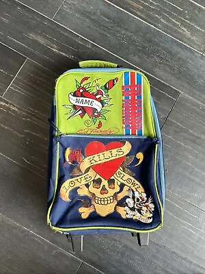 Ed Hardy Carry On Travel Backpack 15.5 X 4 X 13 Love Kills Slow  Design Rare • $30