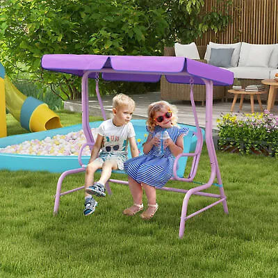 Fairy Themed Kids Garden Swing Bench With Adjustable Canopy Safety Belts • £51.99