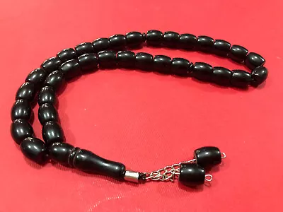 New Black TESPIH Masbaha Prayer Worry Beads Black Sibha Islamic 33 Bead-29 CM • $12