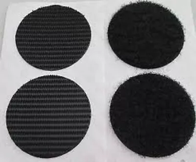 VELCRO® Self Adhesive Sticky Pads Coins Dots Black 30mm 8 Hook  And 8 Loop • £4.49