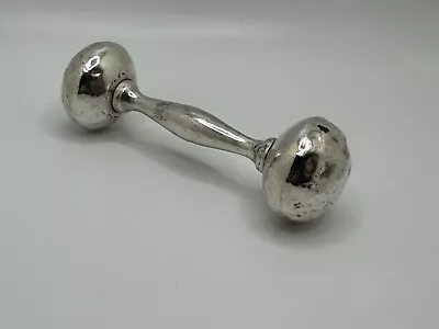 Vintage WEB Sterling Silver Baby Rattle Barbell Style • $35