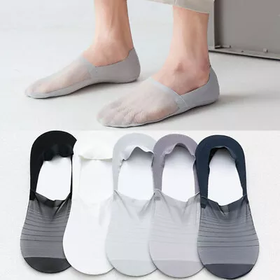 Men Invisible No Show Nonslip Loafer Low Cut Solid Ice Silk Boat Summer Socks • $7.69