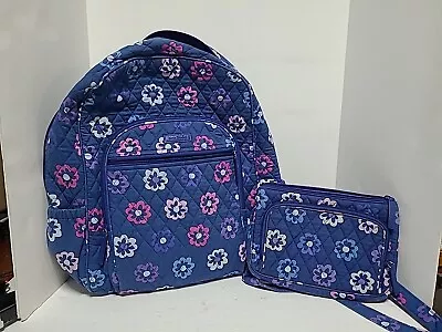 Vera Bradley Campus Backpack Purple Floral With Pocket Book Rare • $49.99