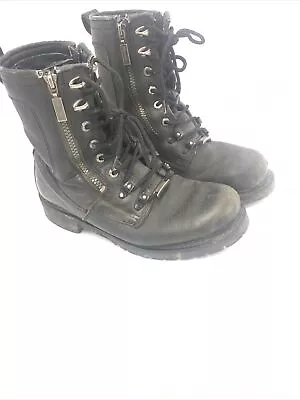 Milwaukee Mens Boots Trooper Moto  MB416 Round Toe Lace Up Comfort Black Sz 8.5 • $25.90