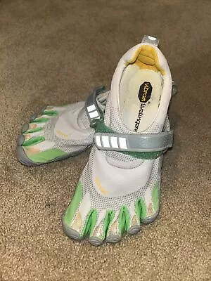 Vibram Fivefingers TrekSport White Green Barefoot Running W3545 Sz 6 EU 36 Adj • $24.99