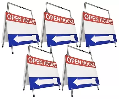 Real Estate Open House Sign Kit Metal A-Frame 5 Pack Red-White-Blue • $169.99