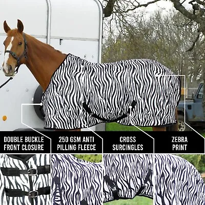 Zebra Horse Fleece Rug | 250g Anti Pill Horse Cooler Fleece Sheet Size • £19.95