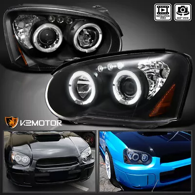 Black Fits 2004-2005 Subaru Impreza RS WRX Outback LED Halo Projector Headlights • $144.38